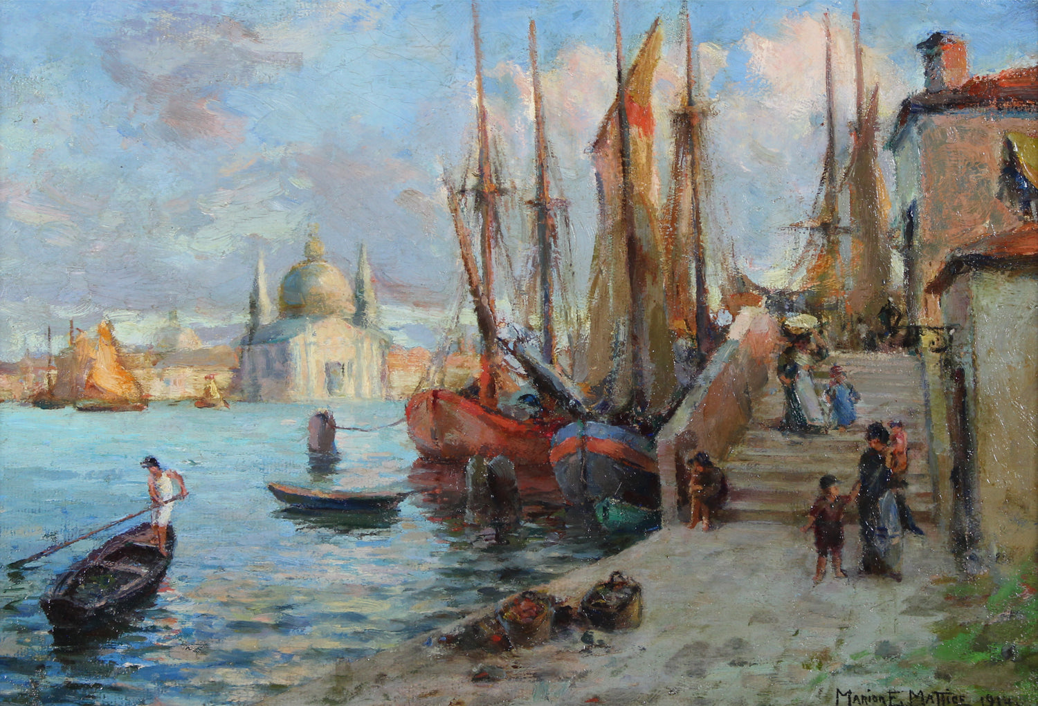 Marion Eve Mattice (Canadian 1878-1956) 'View Across the Harbour - Venice'
