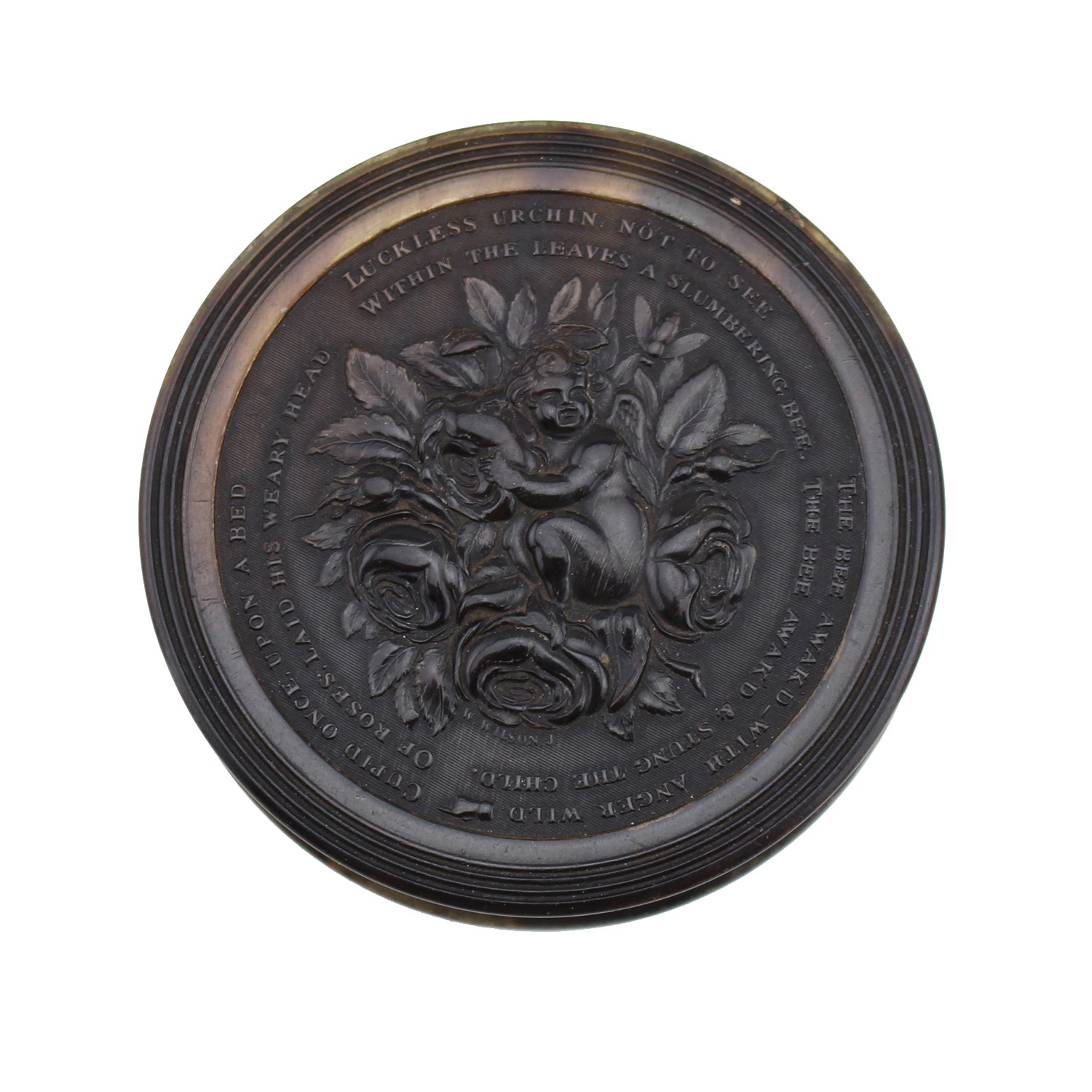 Fine Pressed Tortoiseshell Round Lidded Box, English Early 19th Century